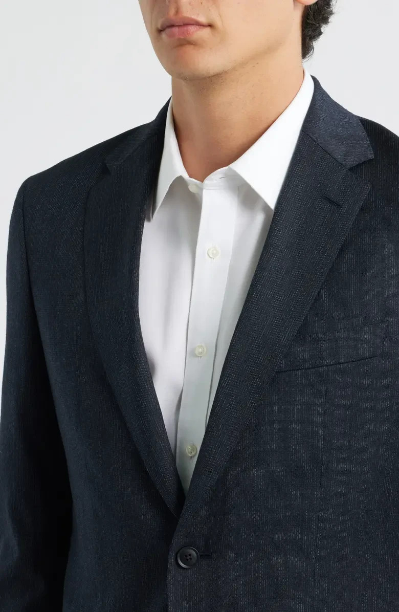 HUGO BOSS Huge Slim Fit Stretch Wool Blend Suit, Blue Mélange, Size 44 R