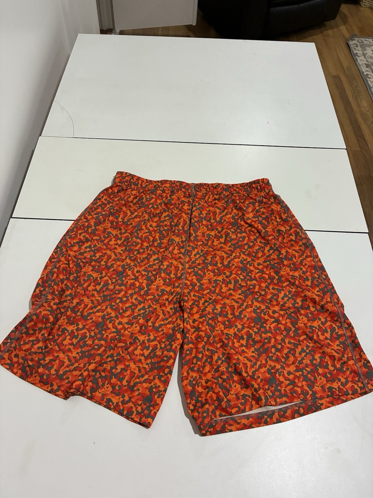 Nike Shorts 2XL Orange Camo 10″ Inseam Running Club Training Sports Retro Hoops