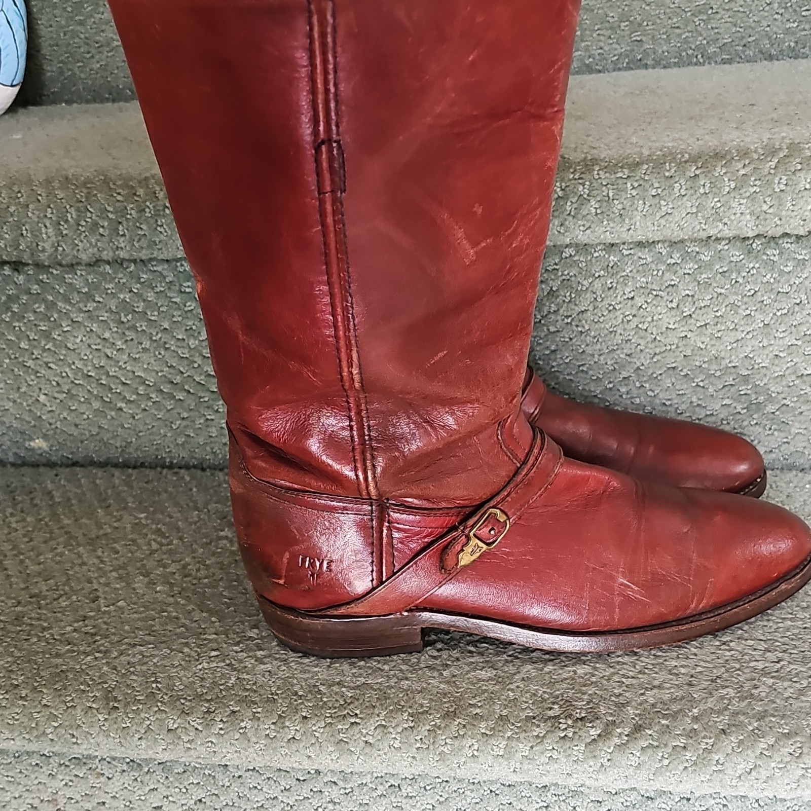 Frye Red Leather dress Mid-Calf Boots Buckle Campus, Men’s Size 10,1/2D ,Campus