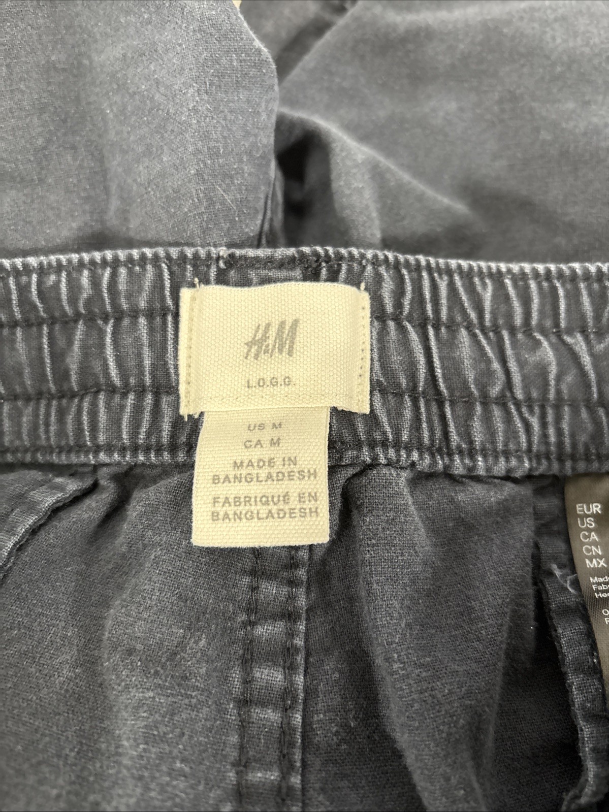 H&M Mens Cargo Shorts, Tie Elastic Waist, Workwear, Blue, Size M,32-34,