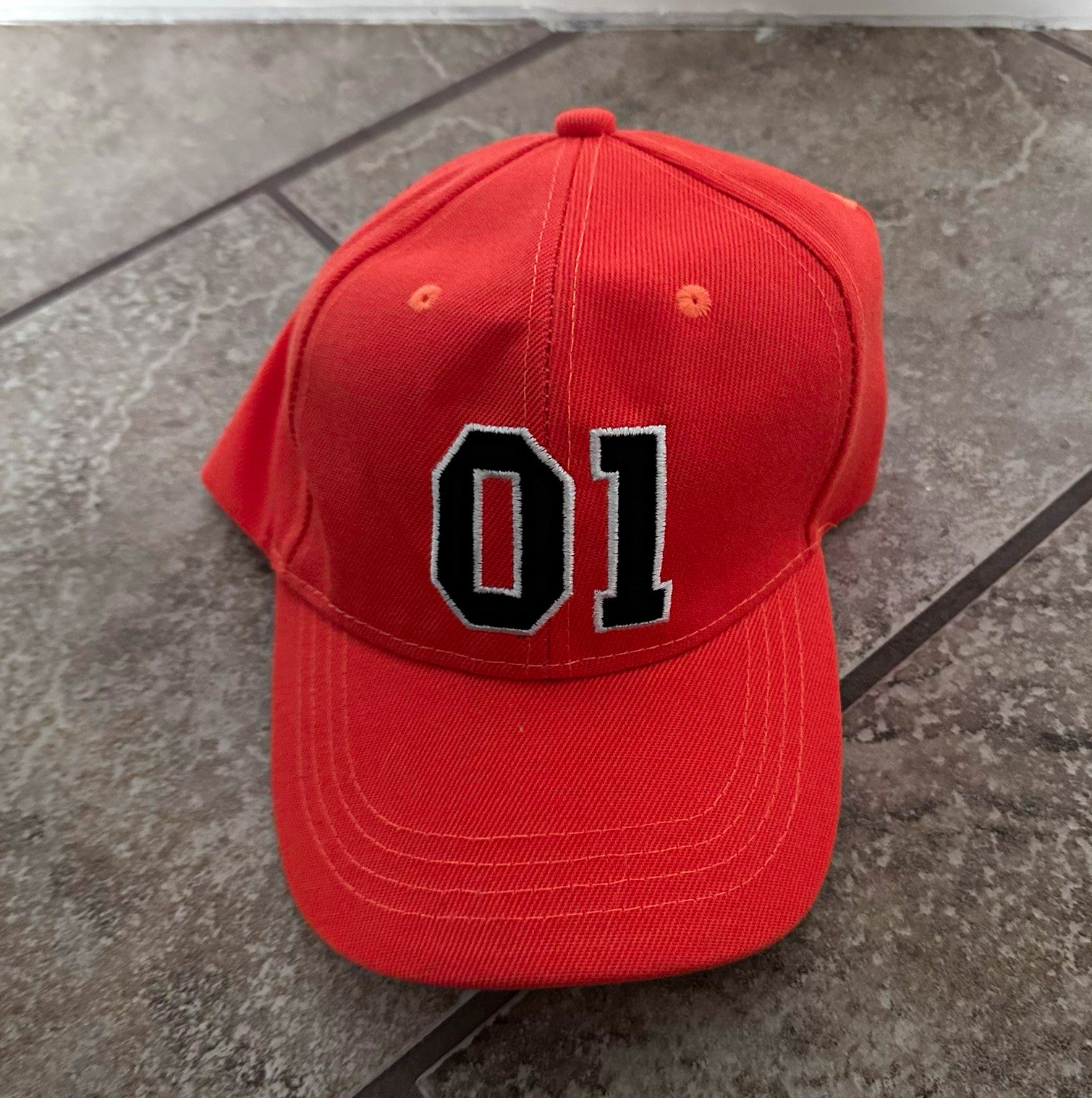 Orange Adjustable Baseball Cap Hat One Size Solid “01” Embroidered Men’s