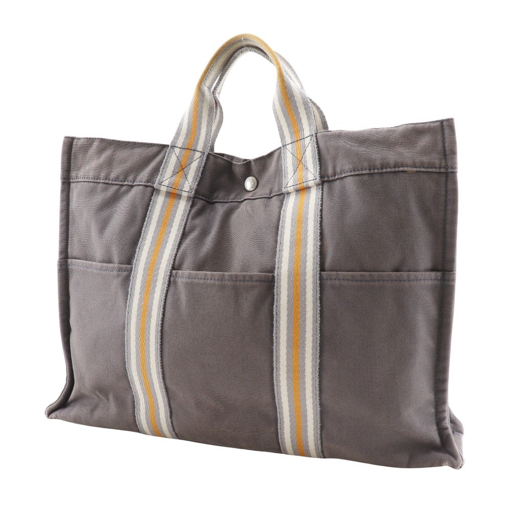 HERMES Fourre ToutMM Handbag Ginza limited Tote Bag gray Cotton canvas unisex