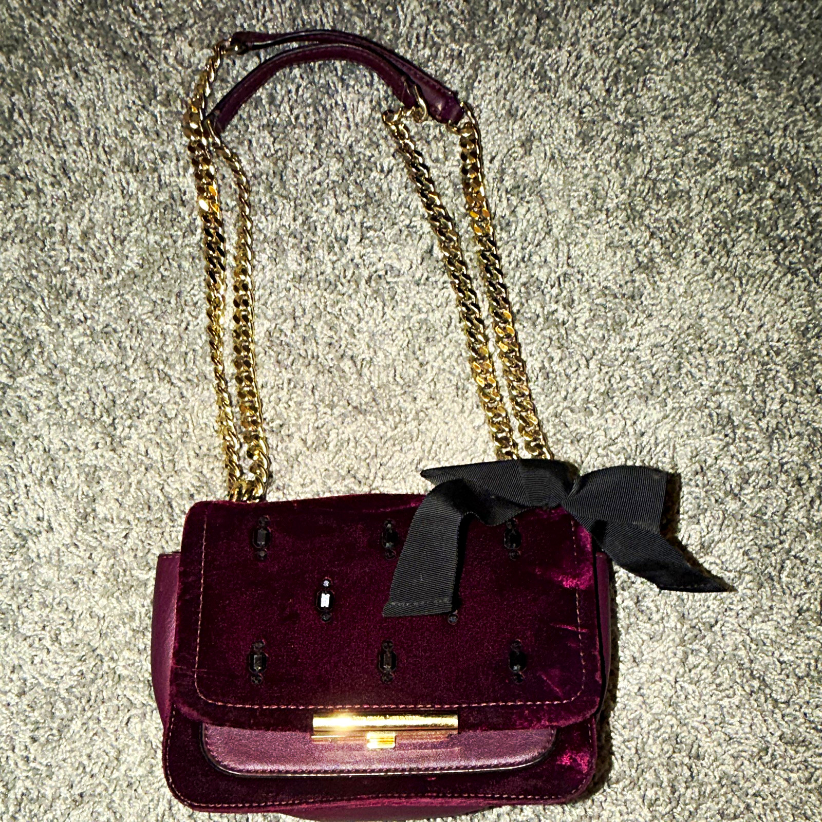 Kate Spade New York Velvet Burgundy Small Shoulder Bag