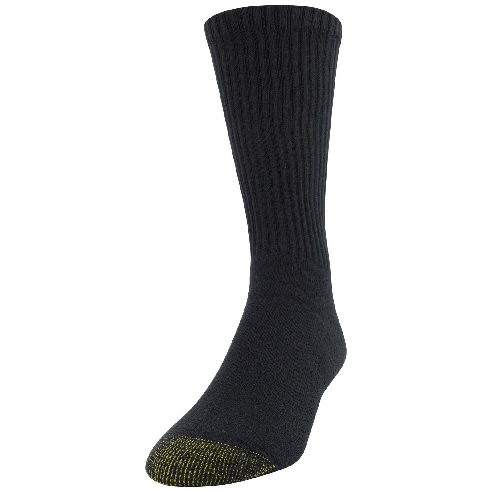 GOLDTOE Men’s 656s Crew Athletic Socks, Multipairs, Black (6-Pairs), Large