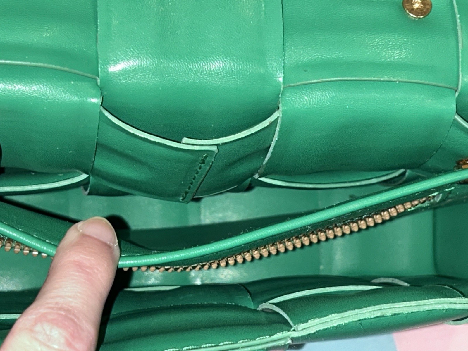 Funky Green Puffy Woven Rectangle Crossbody Purse Bag with Chain Strap