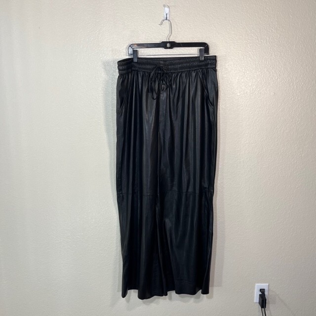 Good American Faux Leather Pants Womens 5 (XXL) Wide Leg Vegan Black Drawstring
