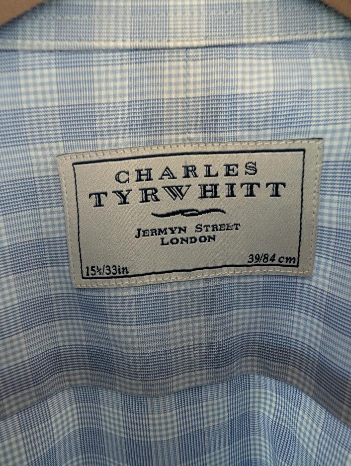Charles Tyrwhitt Mens Dress Shirt Check Blue white 15 1/2 /33 39/84 cm