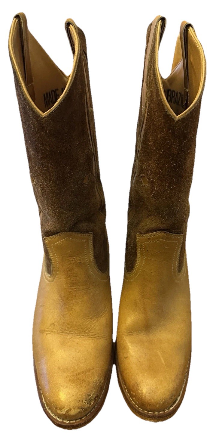 VTG WOMENS THE WILD PAIR COWBOY BROWN BOOTS SIZE 8 B-FLAWED Stained From Use