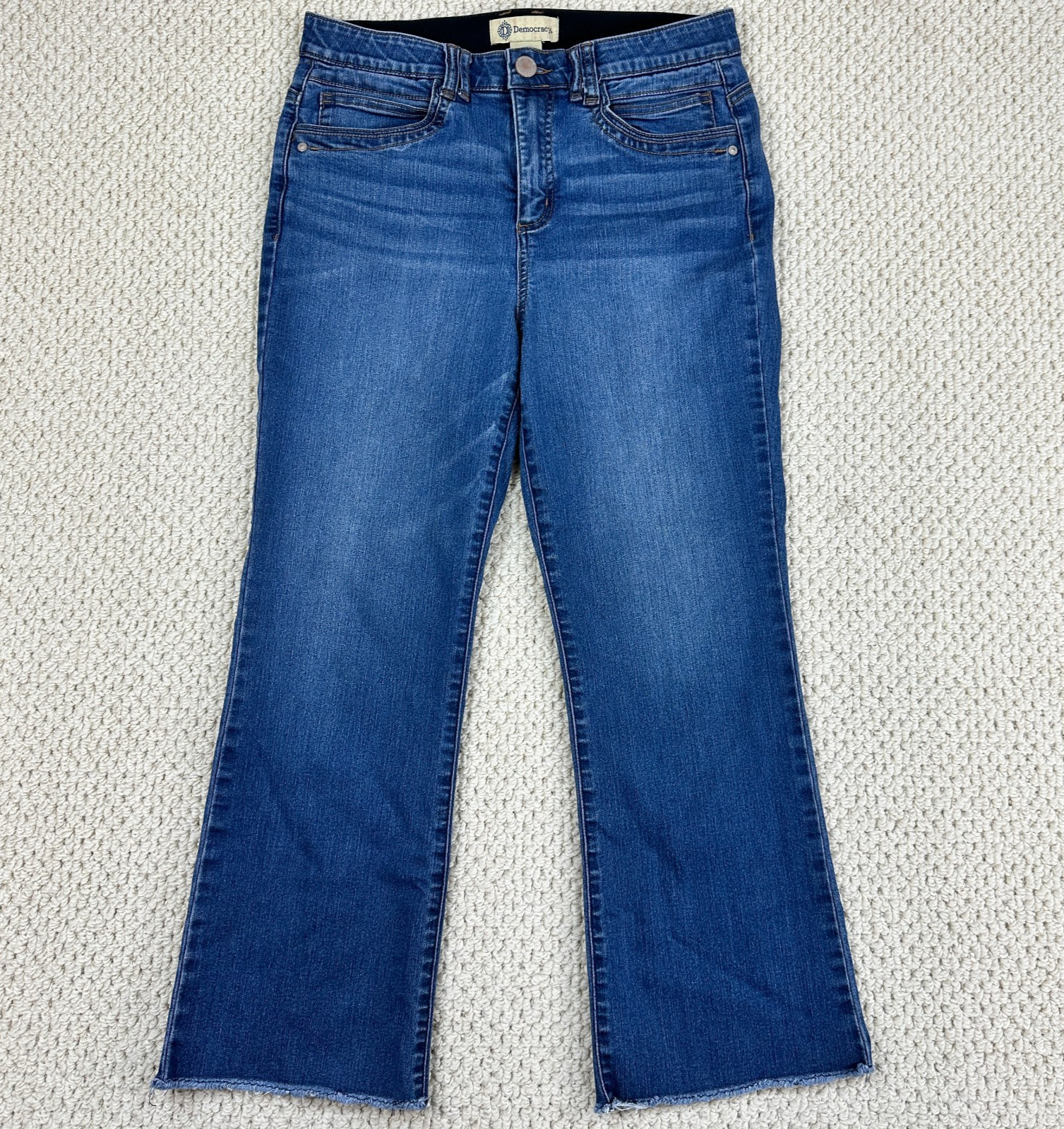 Democracy Jeans Womens 10 Blue Ab Technology Itty Bitty Bootcut Stretch Frayed