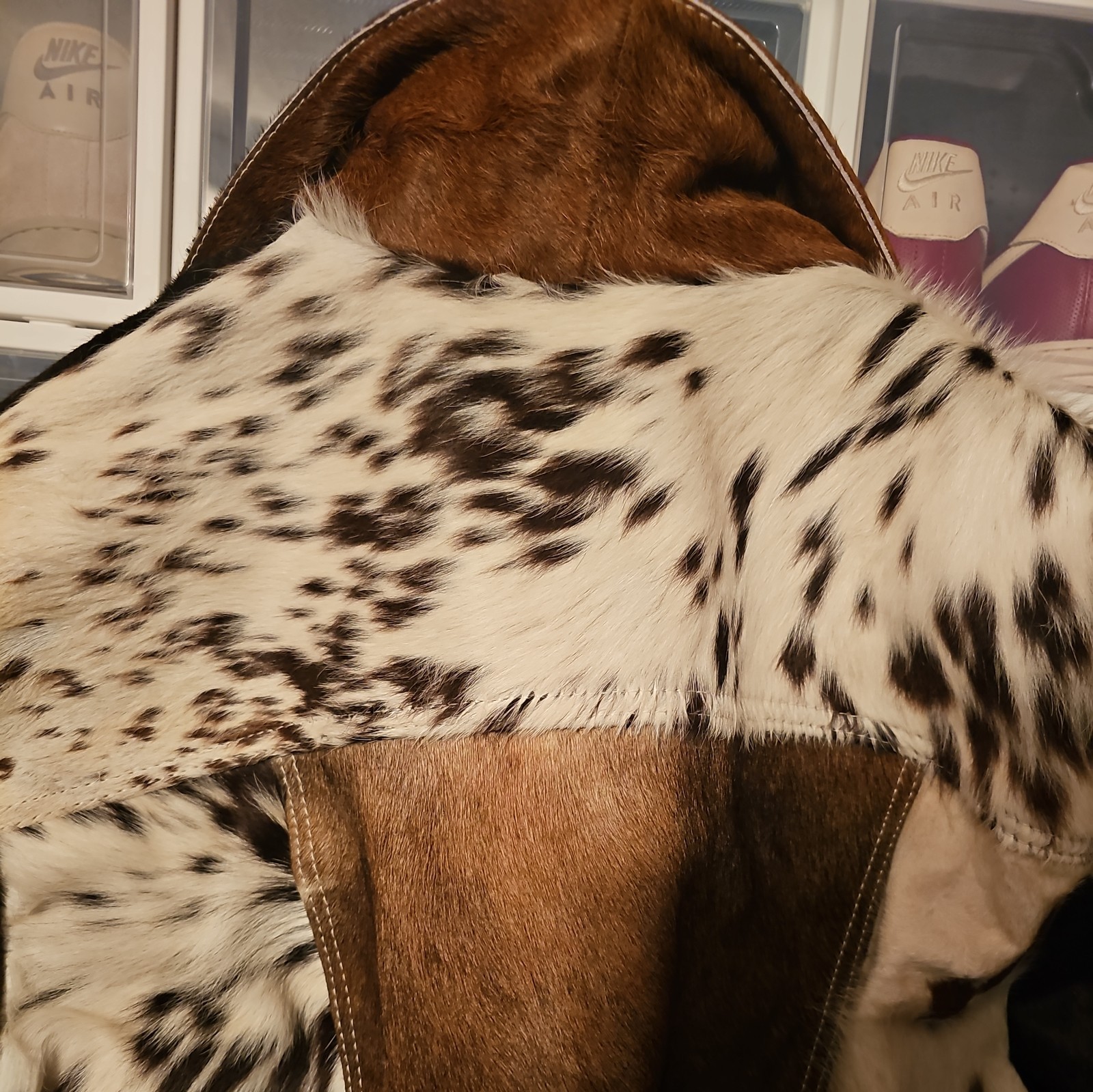 Men’s Western Cowhide Leather Jacket Real Hair-On Pony Skin Stylish Trucker Coat