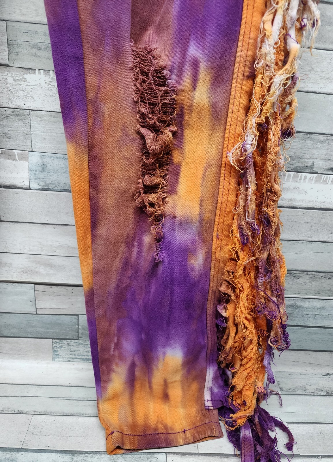 Purple Candy Jeans Womens Large High Rise Distressed Fringe Jeans Festival