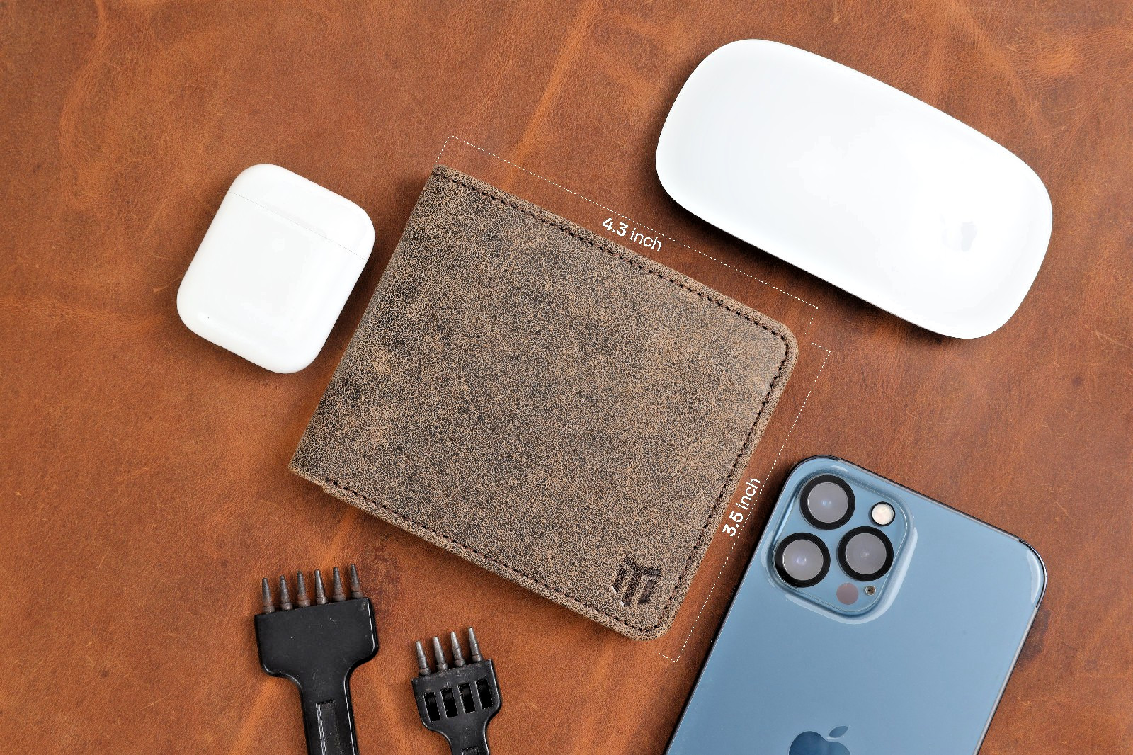 Genuine Slim Antique Leather Wallet For Mens Minimalist Bifold RFID Blocking
