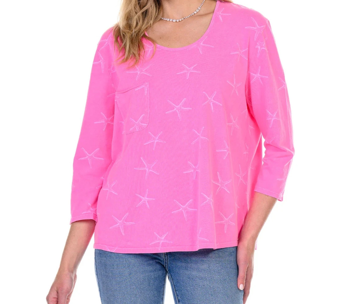 Fresh Produce o/s cosmos pink $59 Redi sea star starfish slouchy tee top nwt