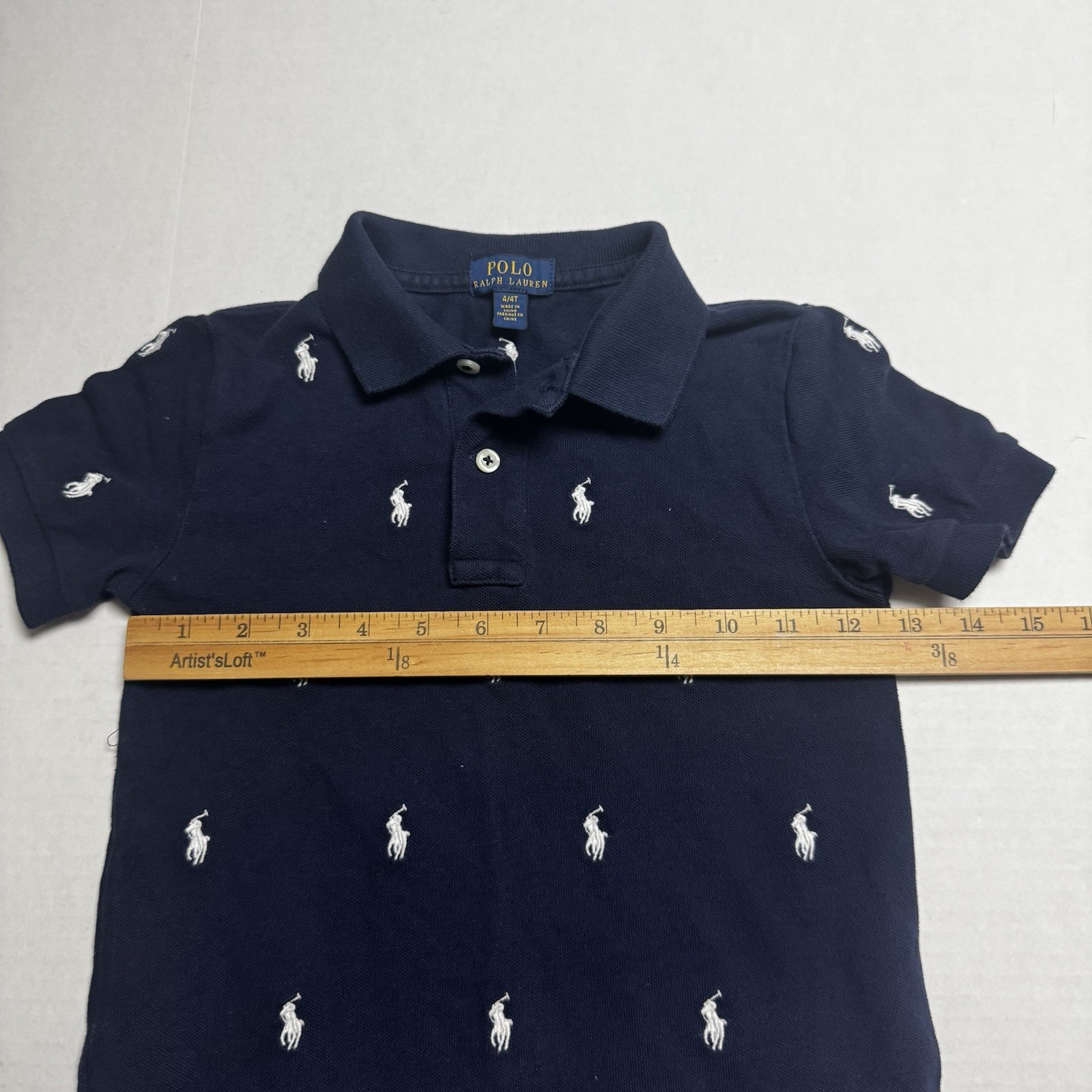 Polo Ralph Lauren Kids’ Embroidered Pony All Over Polo Shirt In Navy Size: 4/4T