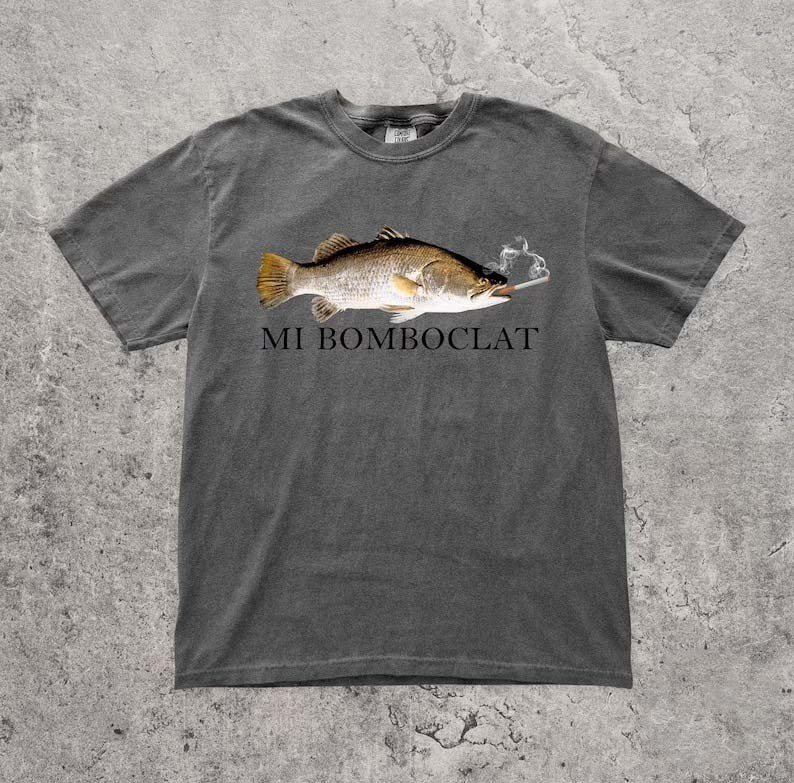 Smoking Fish Graphic Tee Humor Y2k Animal Meme T-shirt