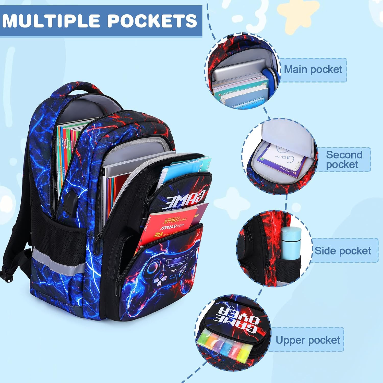 Backpack for Boys, School Bags for Kids, Bookbag for Boys Children Teens Backpac
