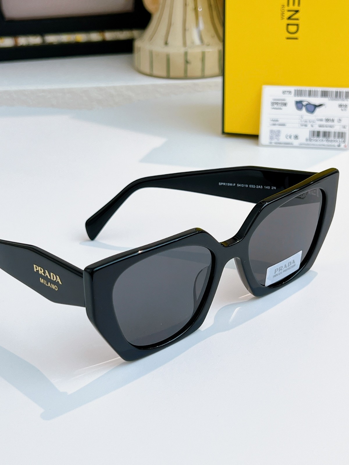 Prada PR 15WS Sunglasses Authentic Unisex Black Oversized Square UV400 w/ Box