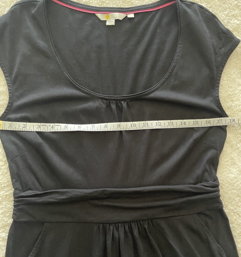 BODEN Margot Jersey Black Dress Size US 12 R Knee Length With Pockets