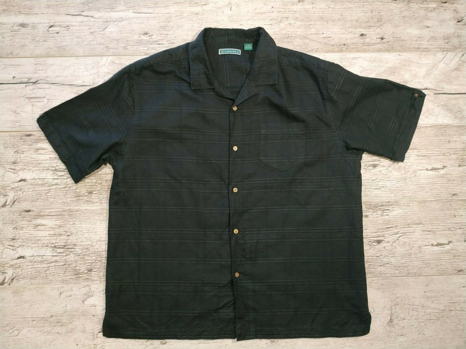 Cubavera Mens Shirt Button Up Short Sleeve Linen Blend Size XL