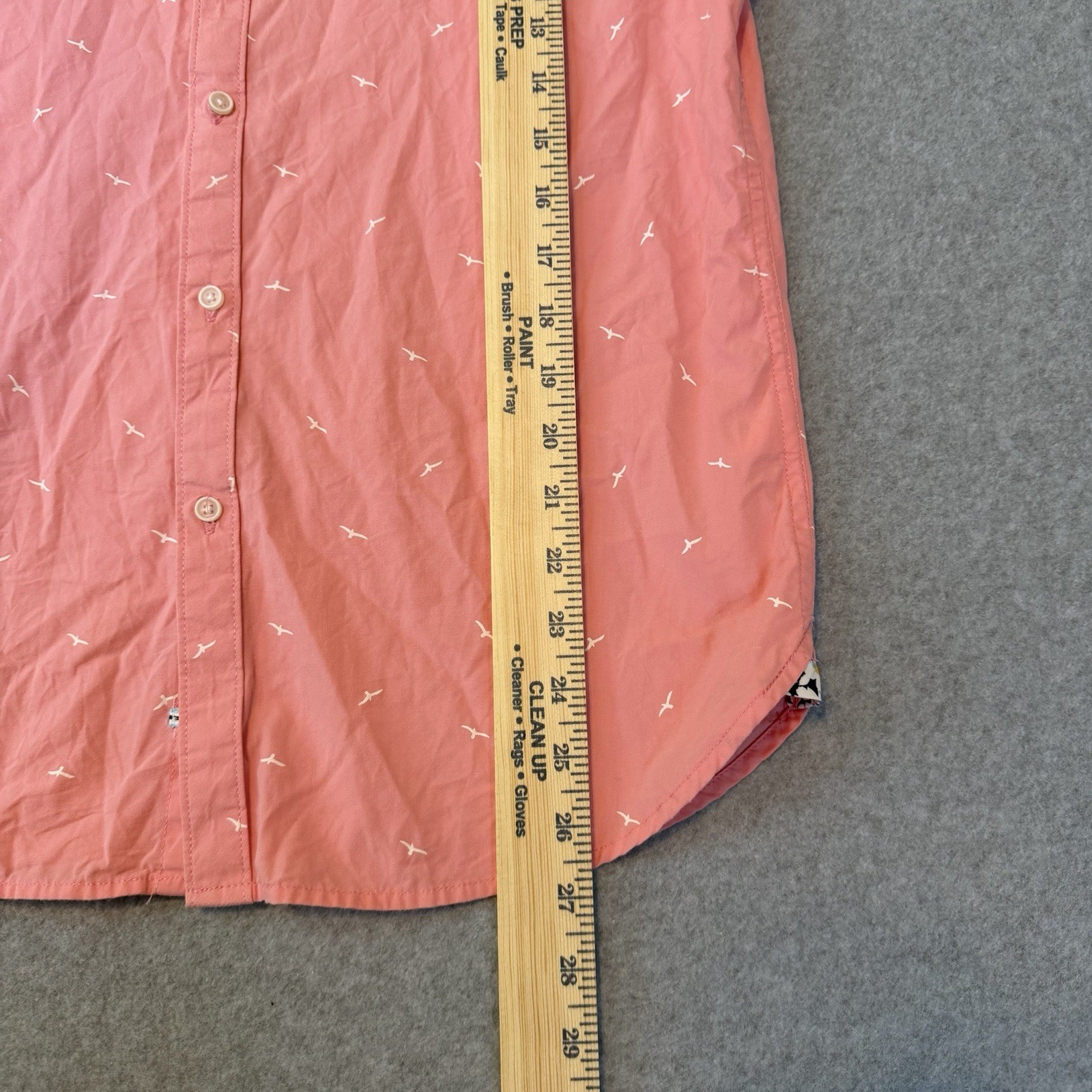 Denim & Flower Ricky Singh Short Sleeve Preppy Button Down Pink Bird Shirt Sz S