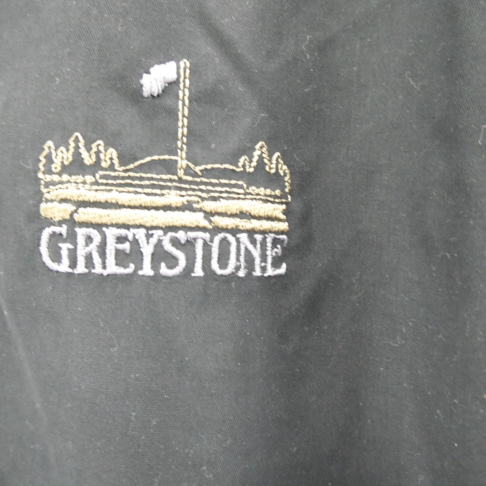 Ashworth Windbreaker Medium Mens Black V-Neck Greystone Golf Course USA Vintage