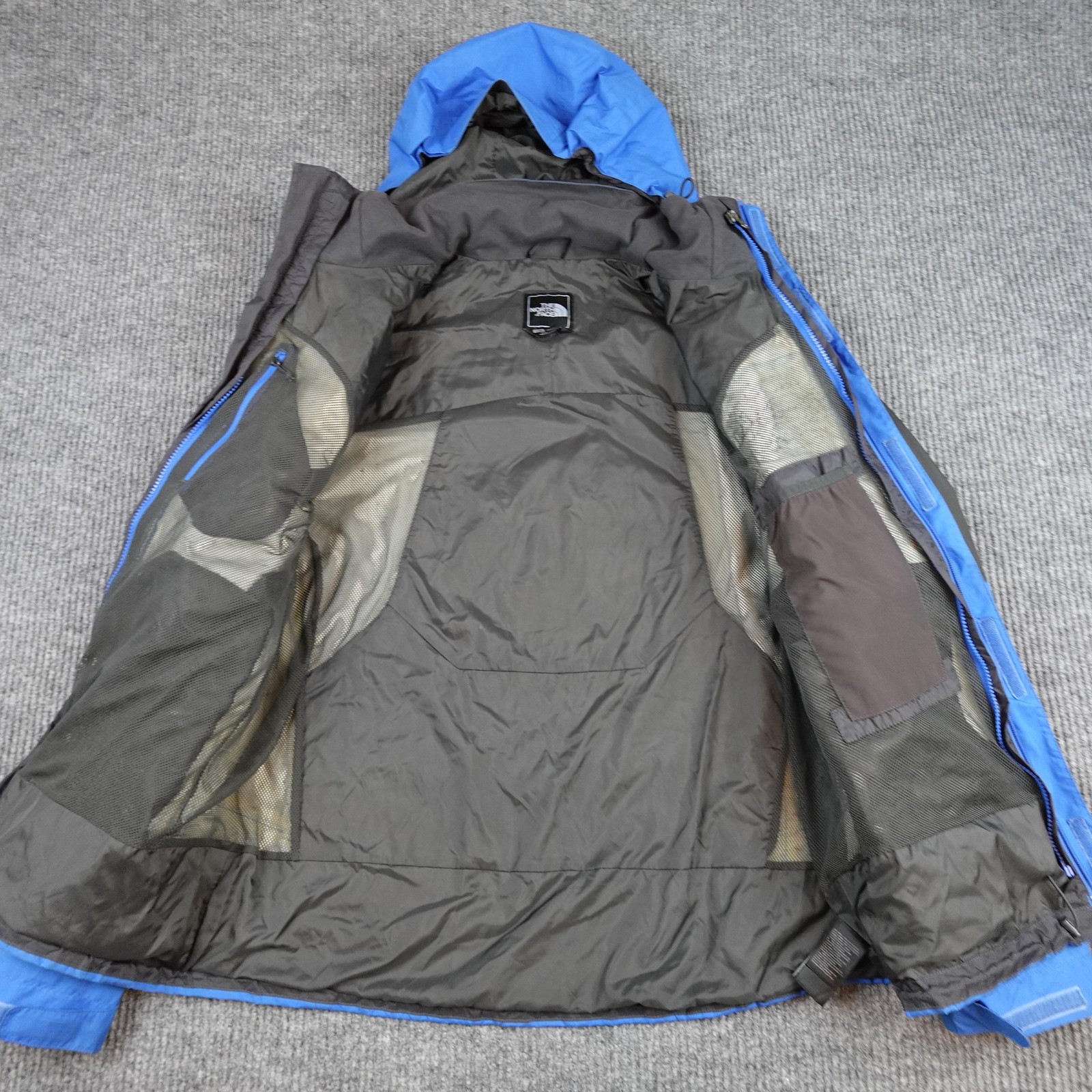 The North Face Goretex Jacket Mens Large Blue Hooded Ski Snow Shell Waterproof