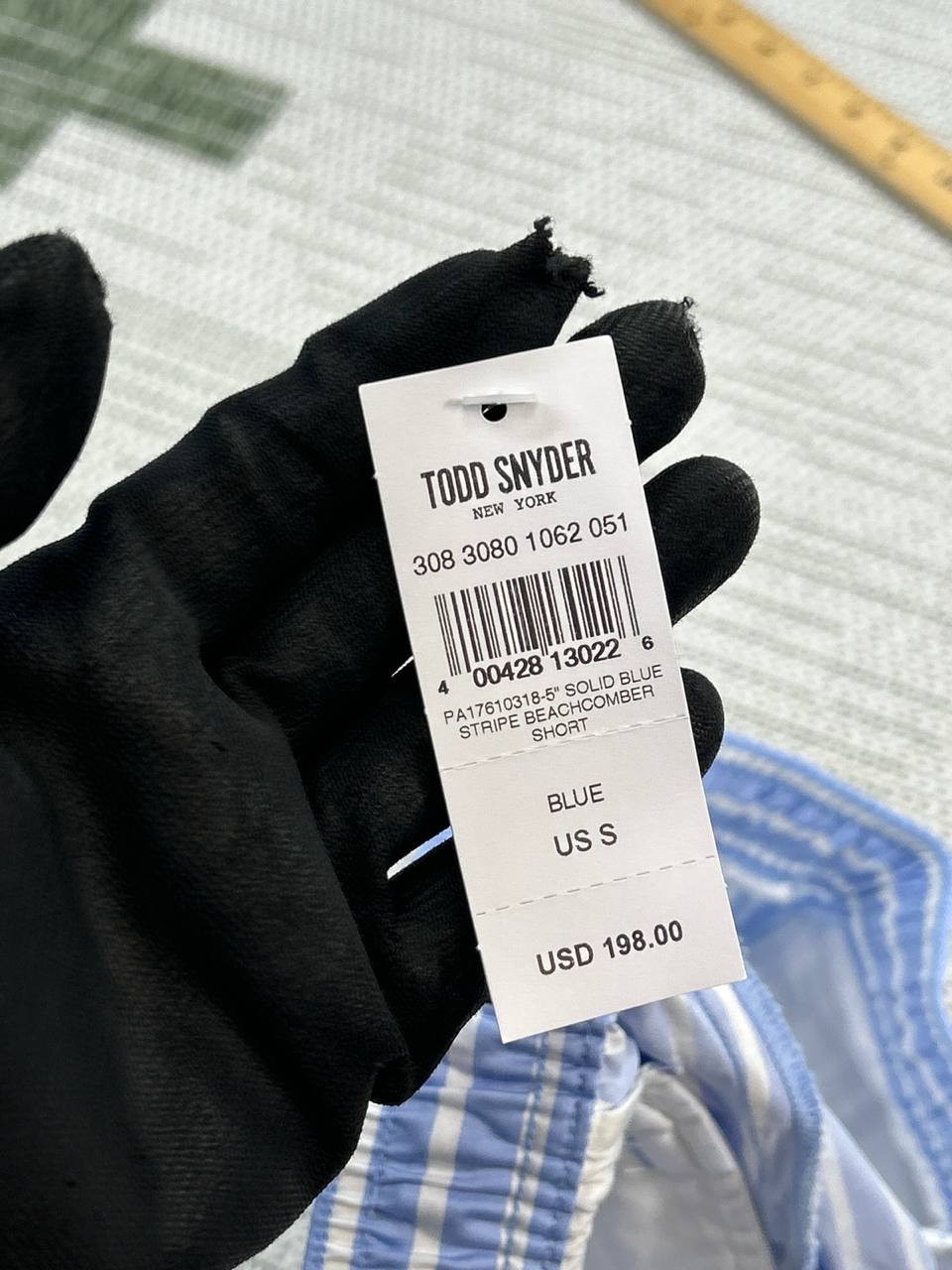 Todd Snyder 5 Inseam Striped Poplin Shorts Mens Small Blue Cotton Stretch New