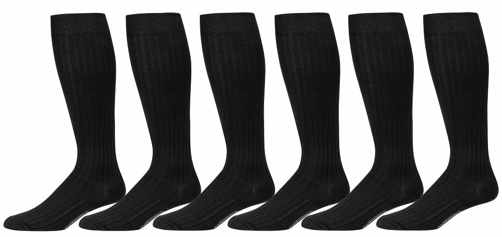 6 Pairs Men’s Dress Socks, Cotton Knee High Over the Calf Luxury Dress Socks