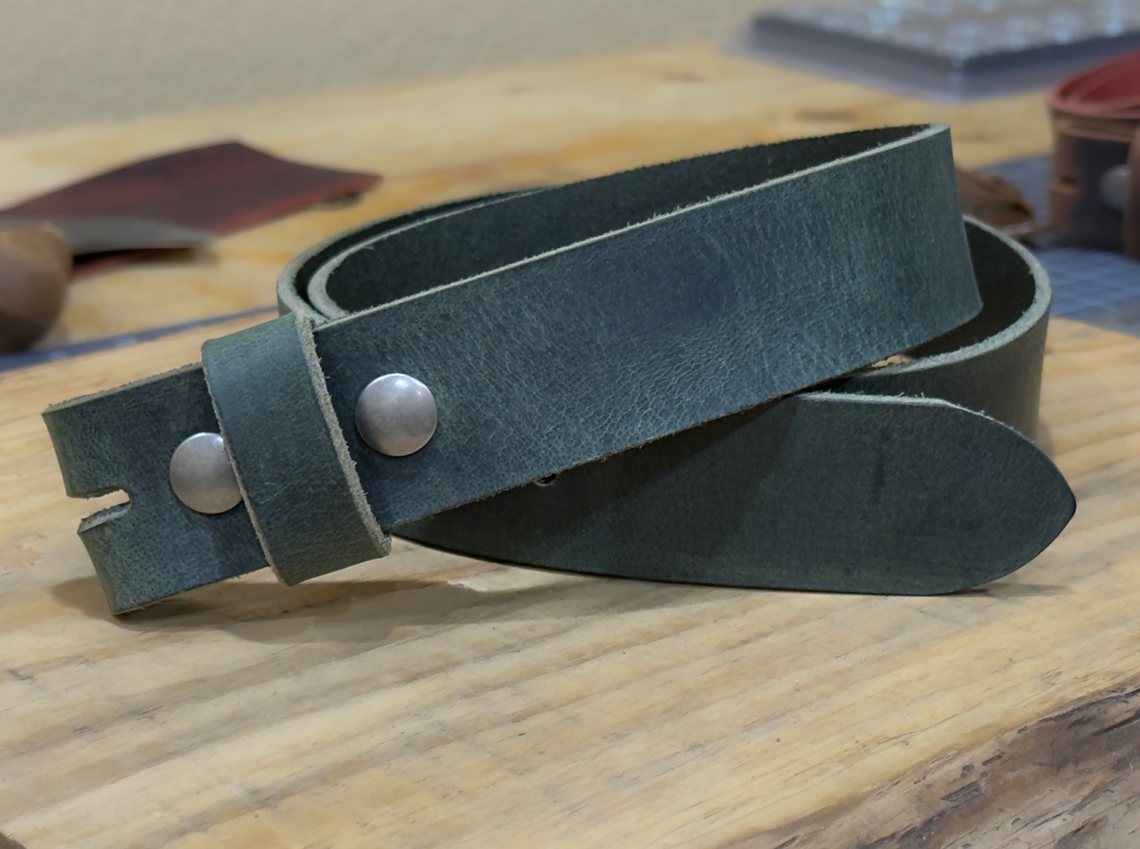 Full Grain Buffalo Leather Belt Men’s 1.5″ Wide Handmade USA Casual Rugged Belts