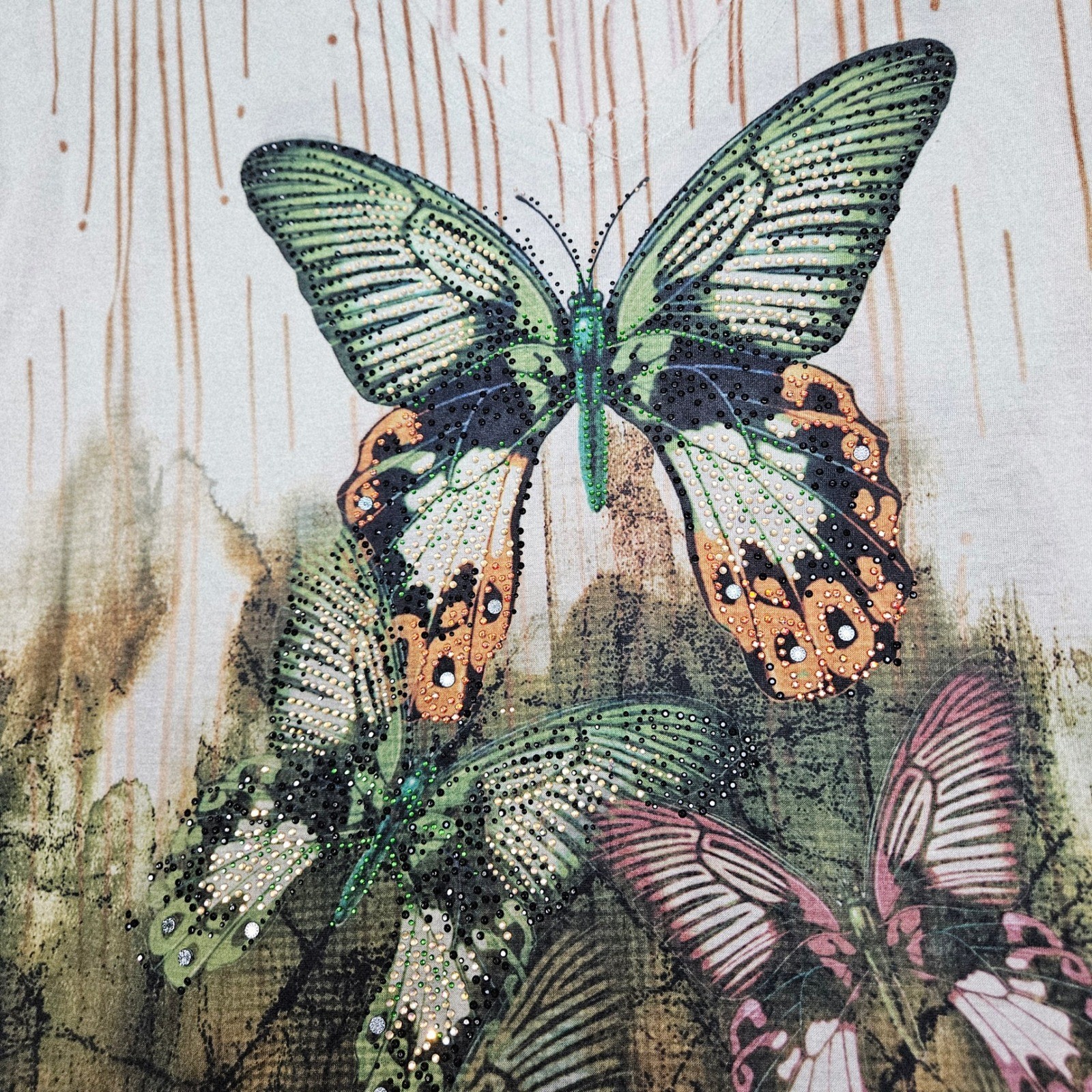 Fairycore Butterfly Rhinestone Graphic Top XL Boho Artsy Whimsical Tee Y2K Style