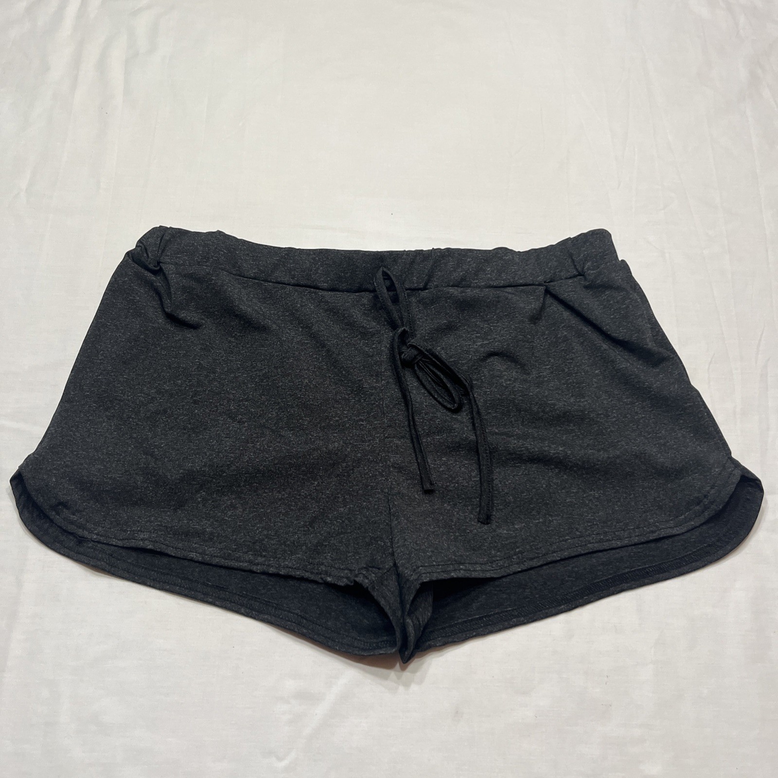 Women’s Casual Elastic Waist Track Shorts Grey/Black Drawstring Shorts Size XL