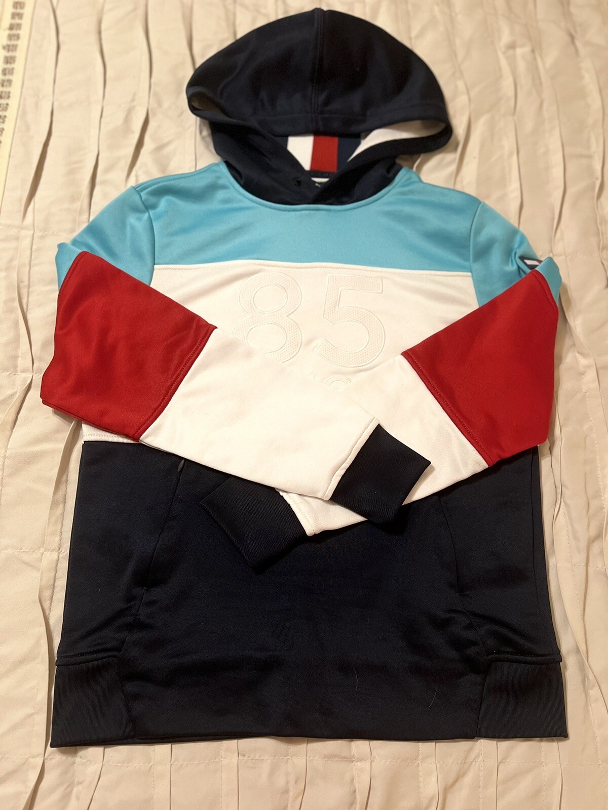 Tommy Hilfiger Men’s Size XS 85 Hilfiger Hoodie Zip Pockets Multi Color Block