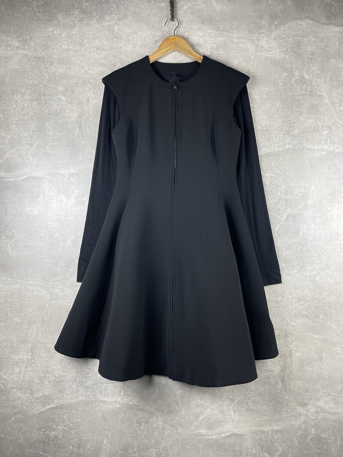 Gareth Pugh FW14 Archives Avant Grde Sculptural Zip Front Black Dress IT 44 ( L)
