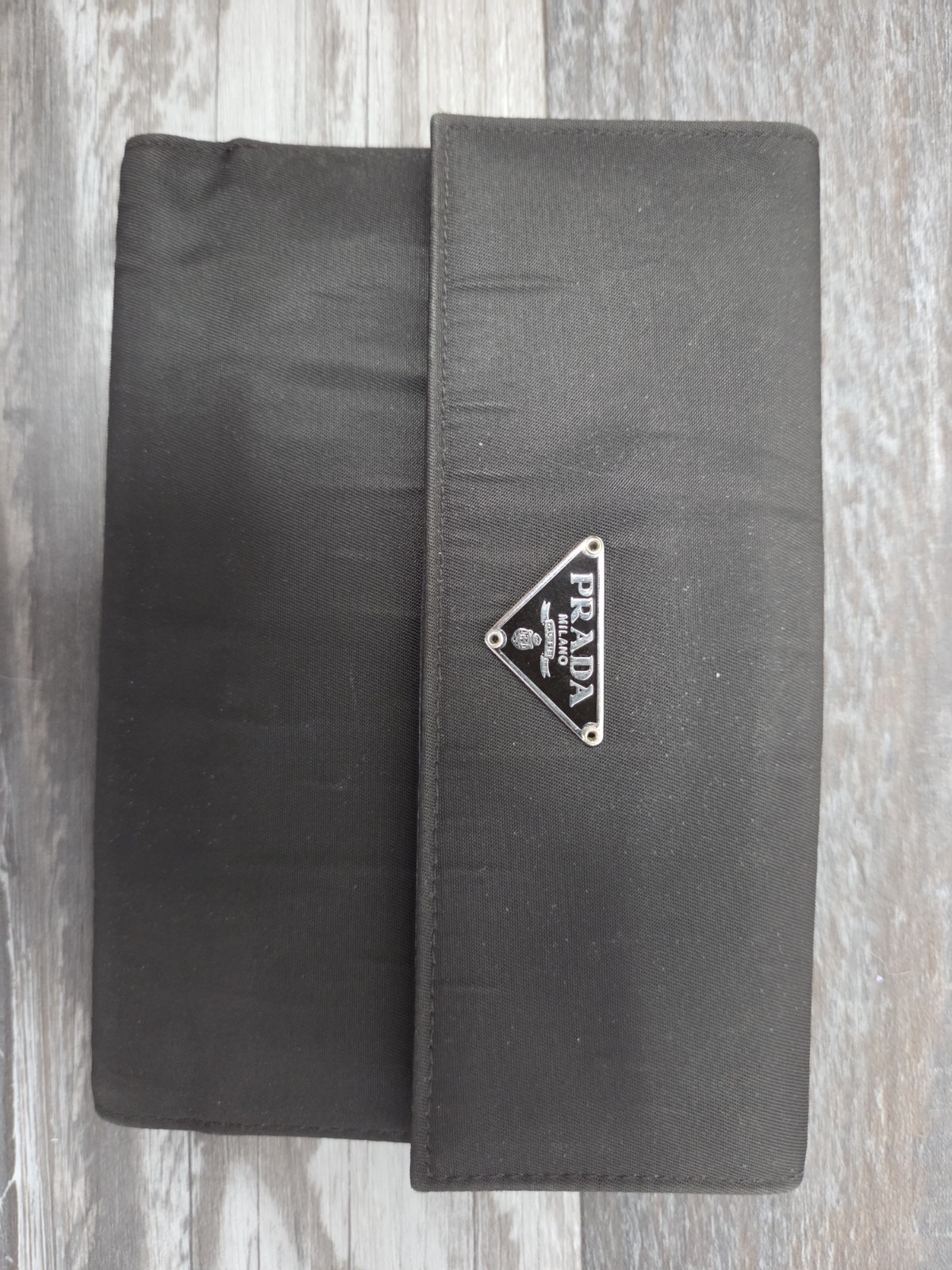 PRADA TESSUTO Wallet Logo Plate Black Nylon Tri-fold Purse Authentic
