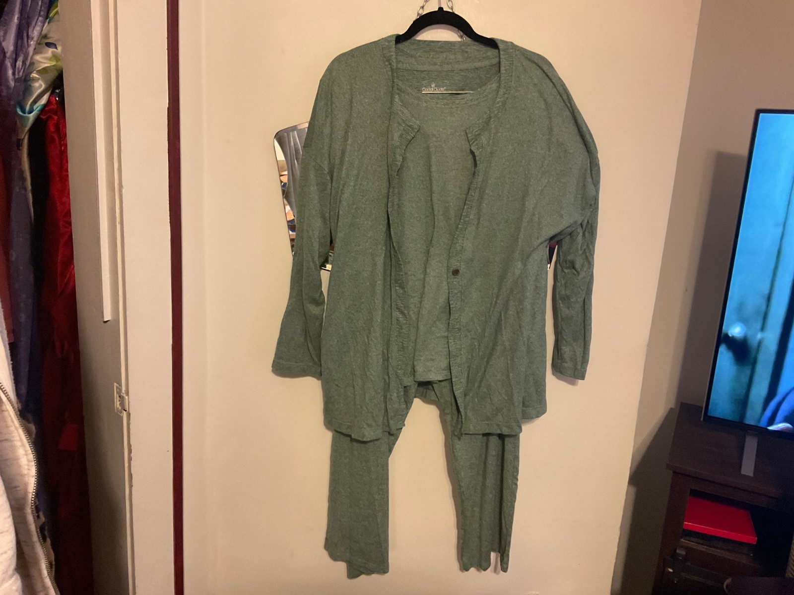 CUDDL DUDS 3 PIECE PAJAMA SET XL GREENGOOD FOR ANY SEASON
