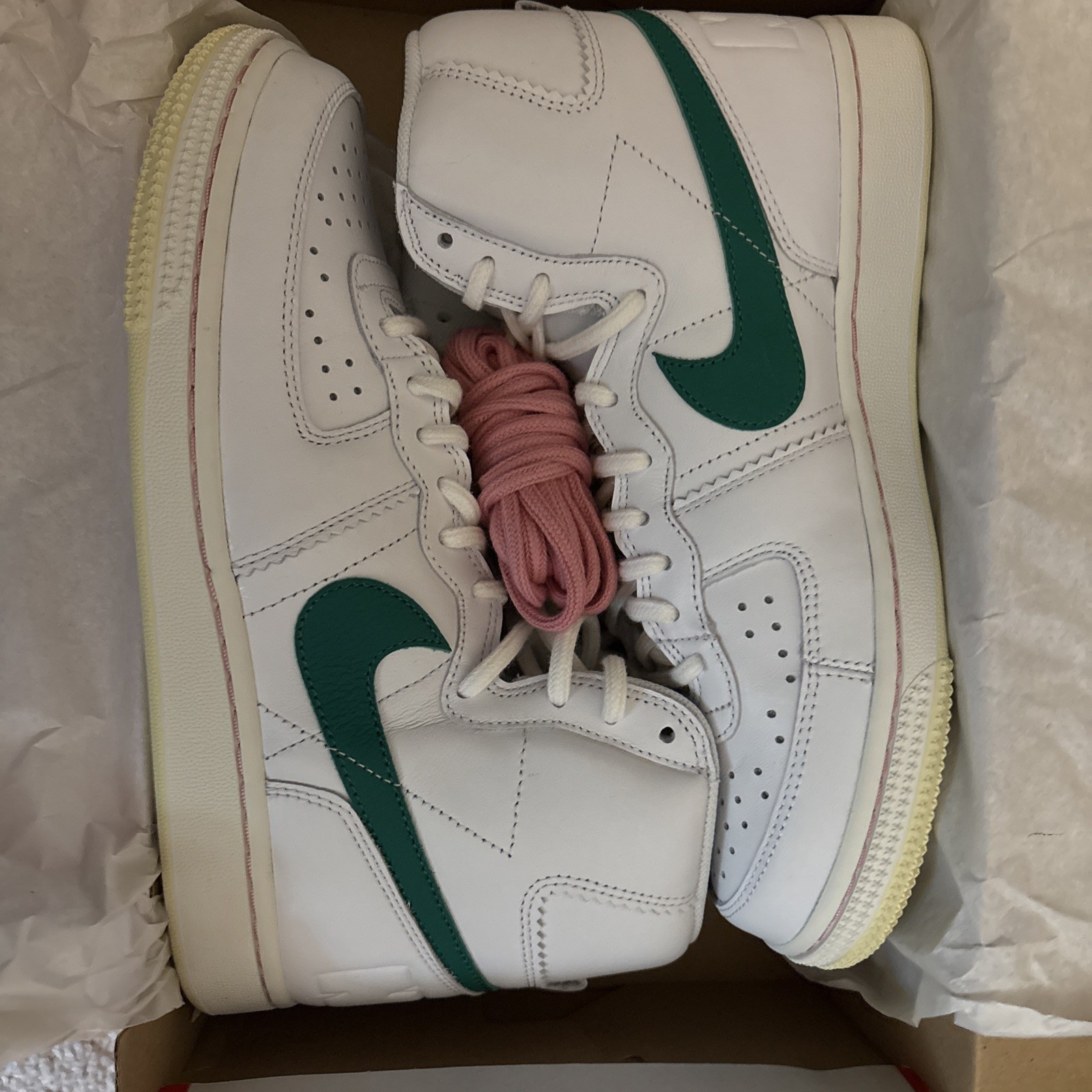 Nike Terminator High Mens 7.5 White Malachite Green Sneakers Shoes FV9350-100