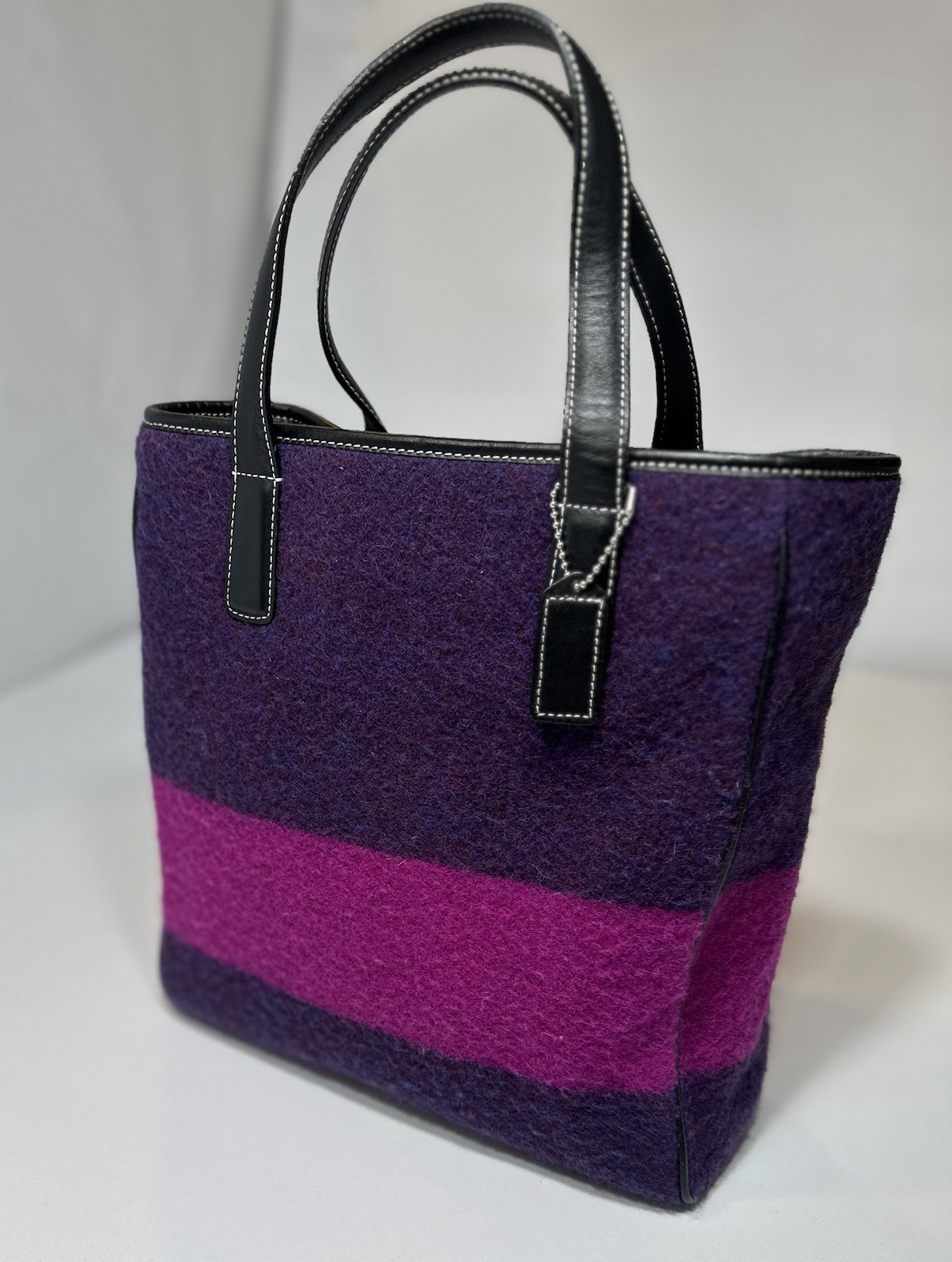 Vintage COACH 8129 Rare Pink & Purple Limited Edition Wool Tote Handbag
