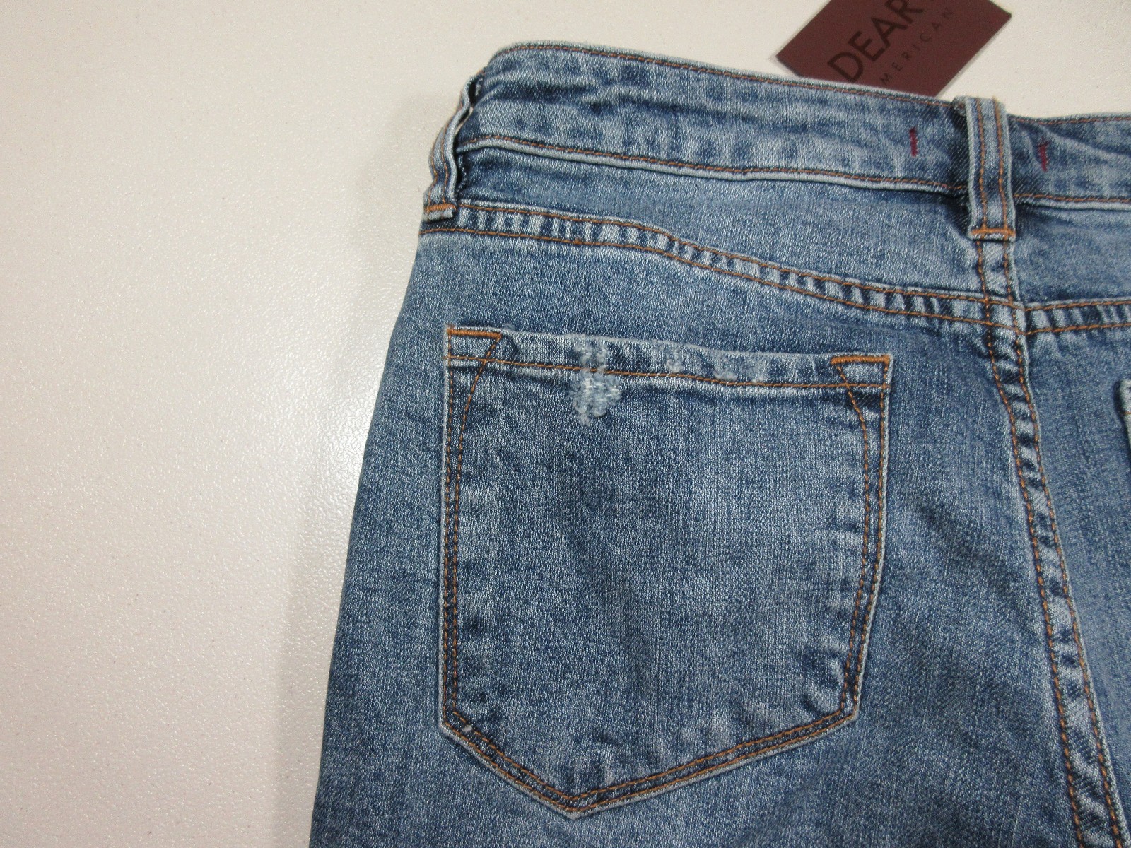 Dear John womens medium wash rips Playback straight stretch jeans 25×32 NWT