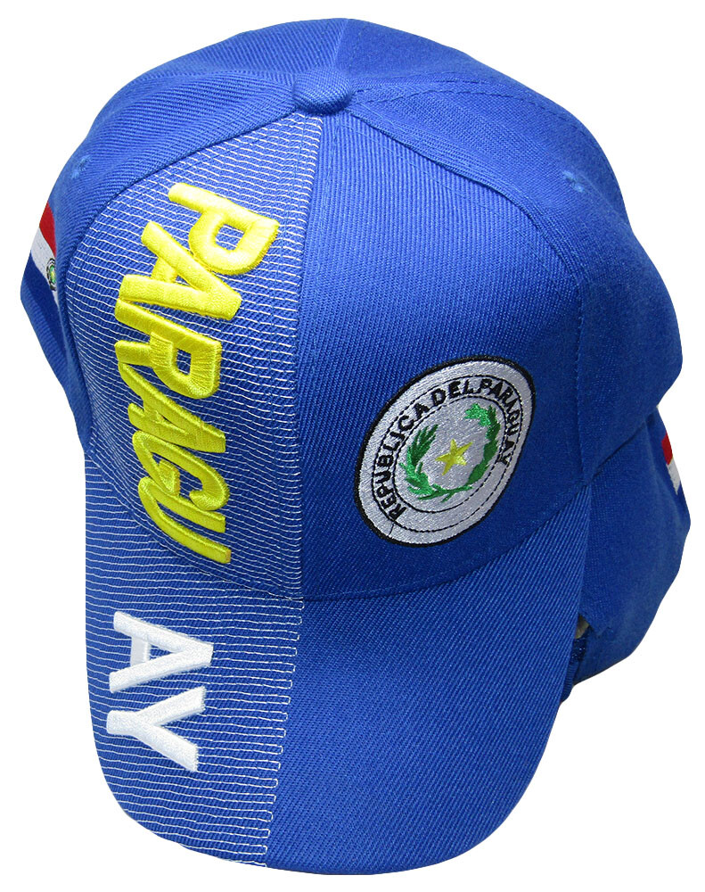 Paraguay Country Yellow White Letters Crest Patch On Side Embroidered Hat Cap