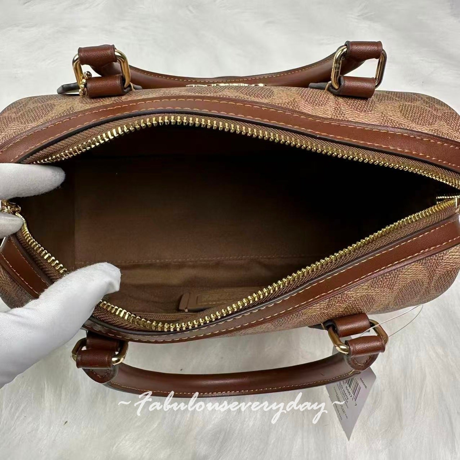 Coach Rowan Satchel Bag In Signature Canvas Gold/Tan/Brown CV961 NWT