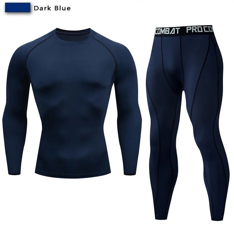 2Pcs Men Compression Sportswear Suit Elastic Training Yoga Sets Fitness Clothing