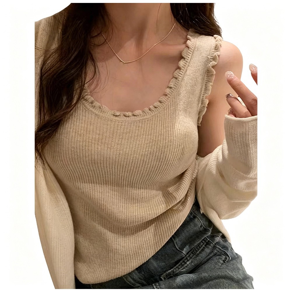 Women’s Regular Length Knitted Vest with Seamless Camisole Ideal for Daily Use