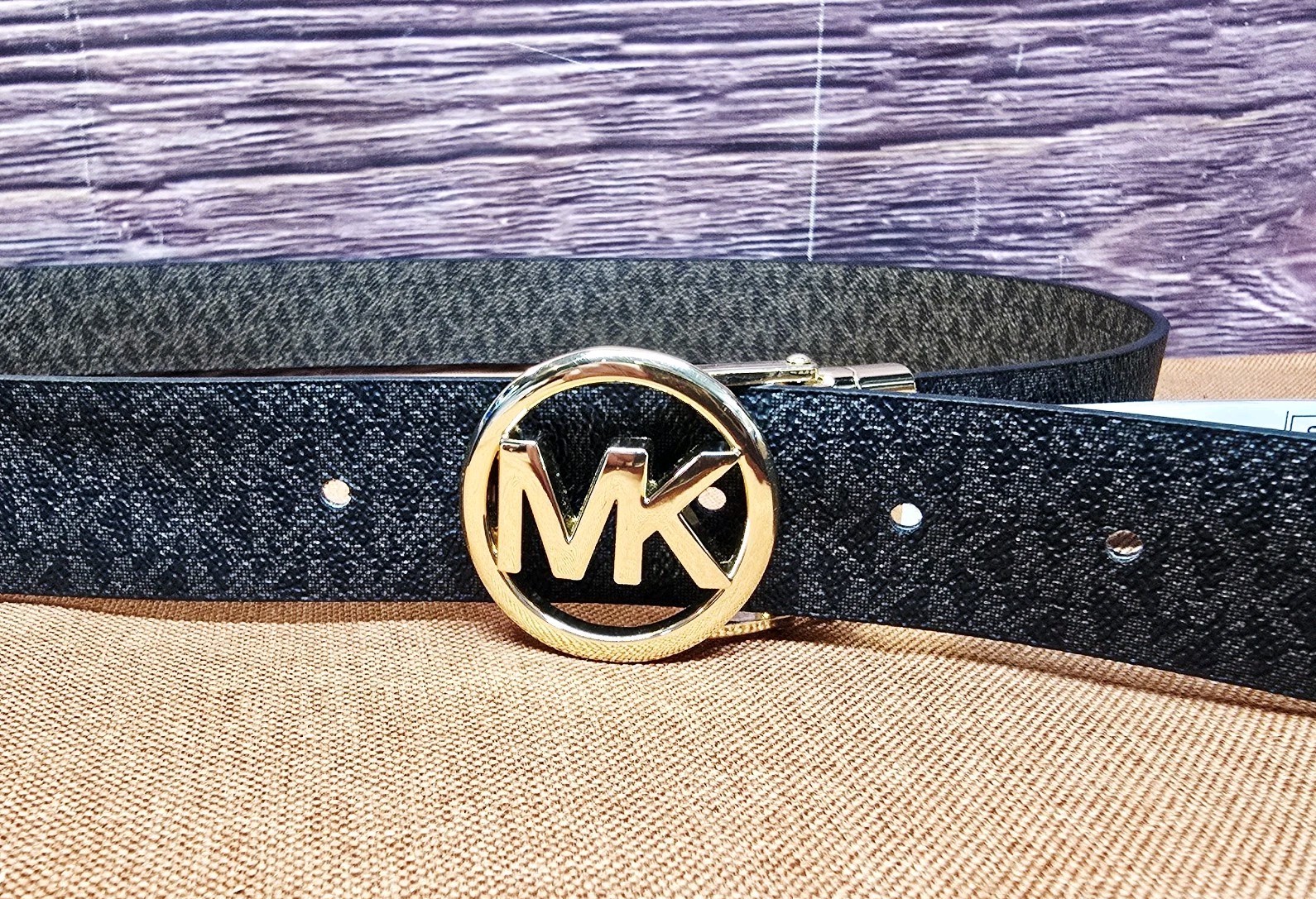 NWT MICHAEL Michael Kors Reversible Belt Black Brown MK Logo Strap Women’s M