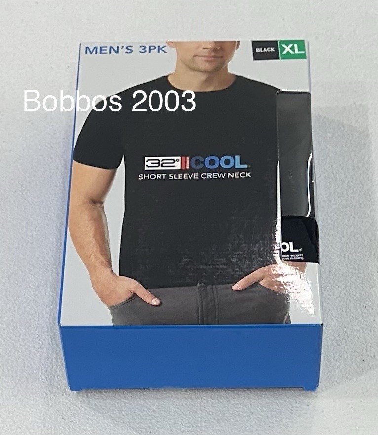32 Degrees Cool Men’s 3 Pack Short Sleeve Crew Neck Shirt, Black, Size XL