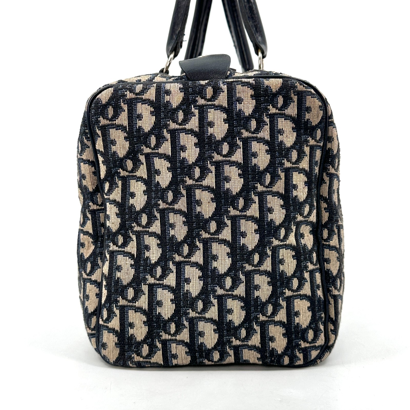 Christian Dior Trotter Handbag Boston Bag Navy Black