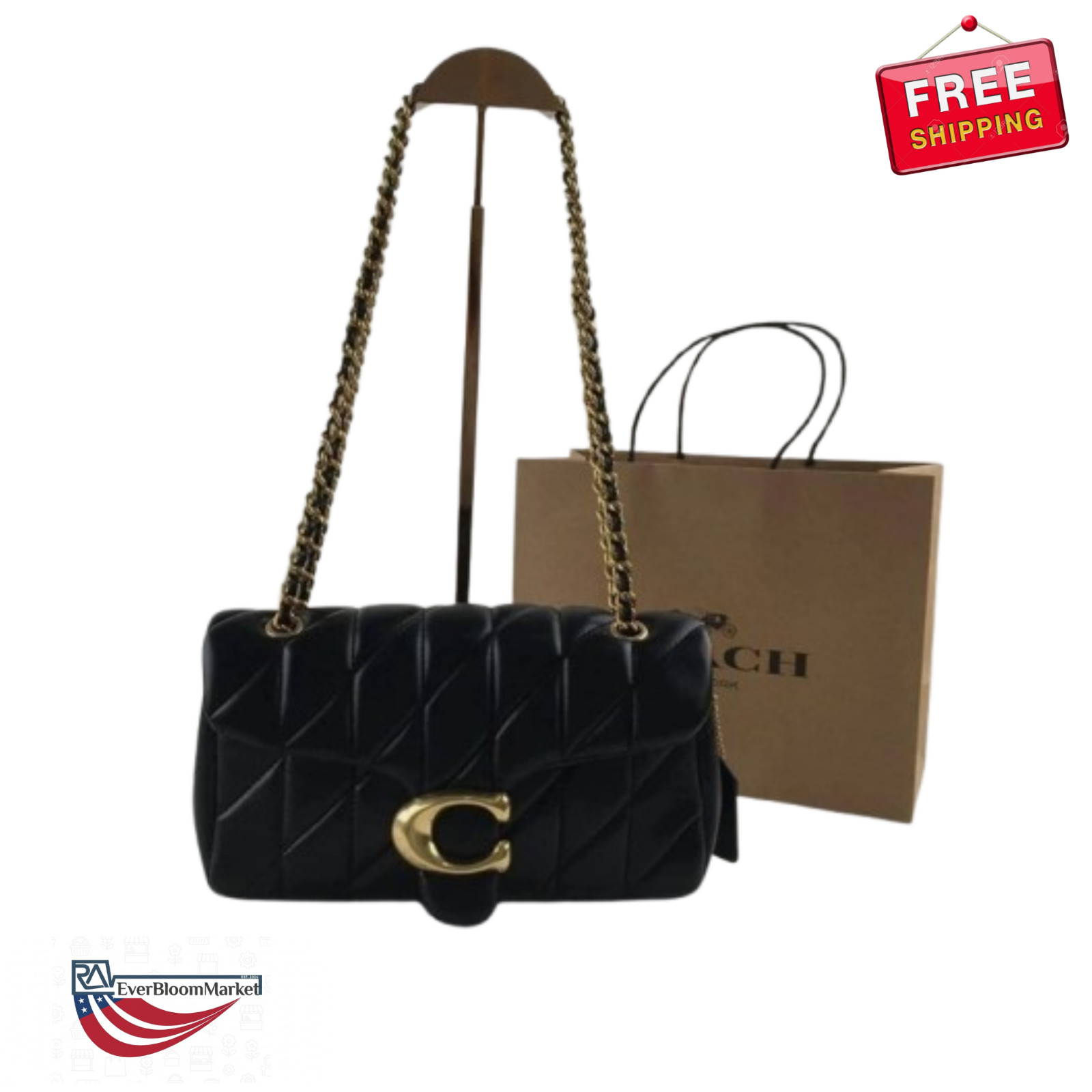 Shoulder Bag Black/Gold Outlet NEW COACH Tabby 26 Quilted Leather CP150