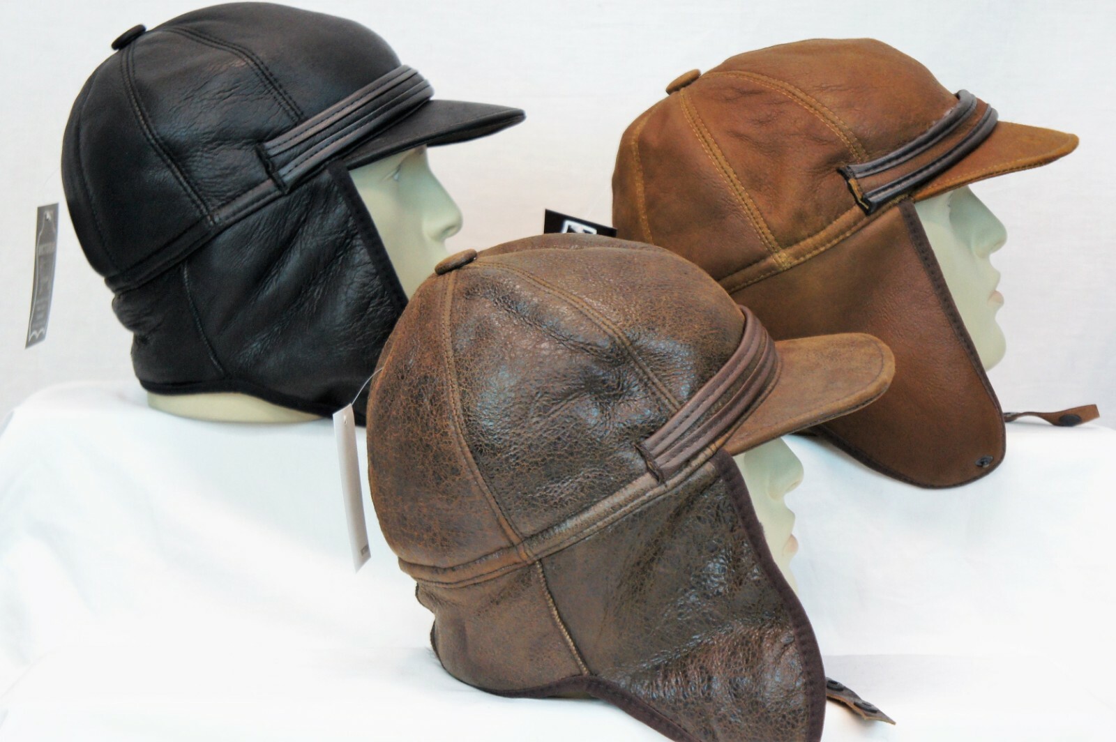 3 colors 100% REAL Sheepskin Shearling Leather Trapper Hunting Aviator Hat M-3XL