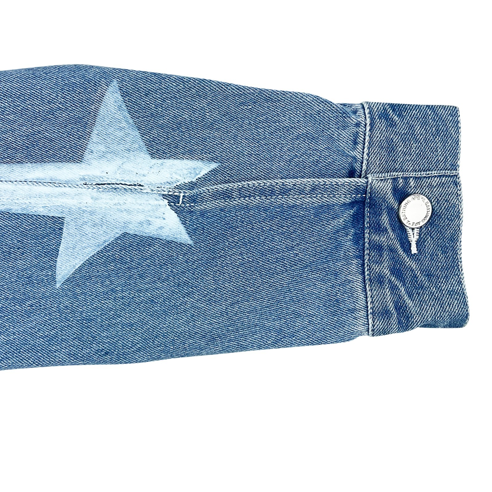 BAPE Metal Logo Pin Denim Jacket Light Indigo | A Bathing Ape