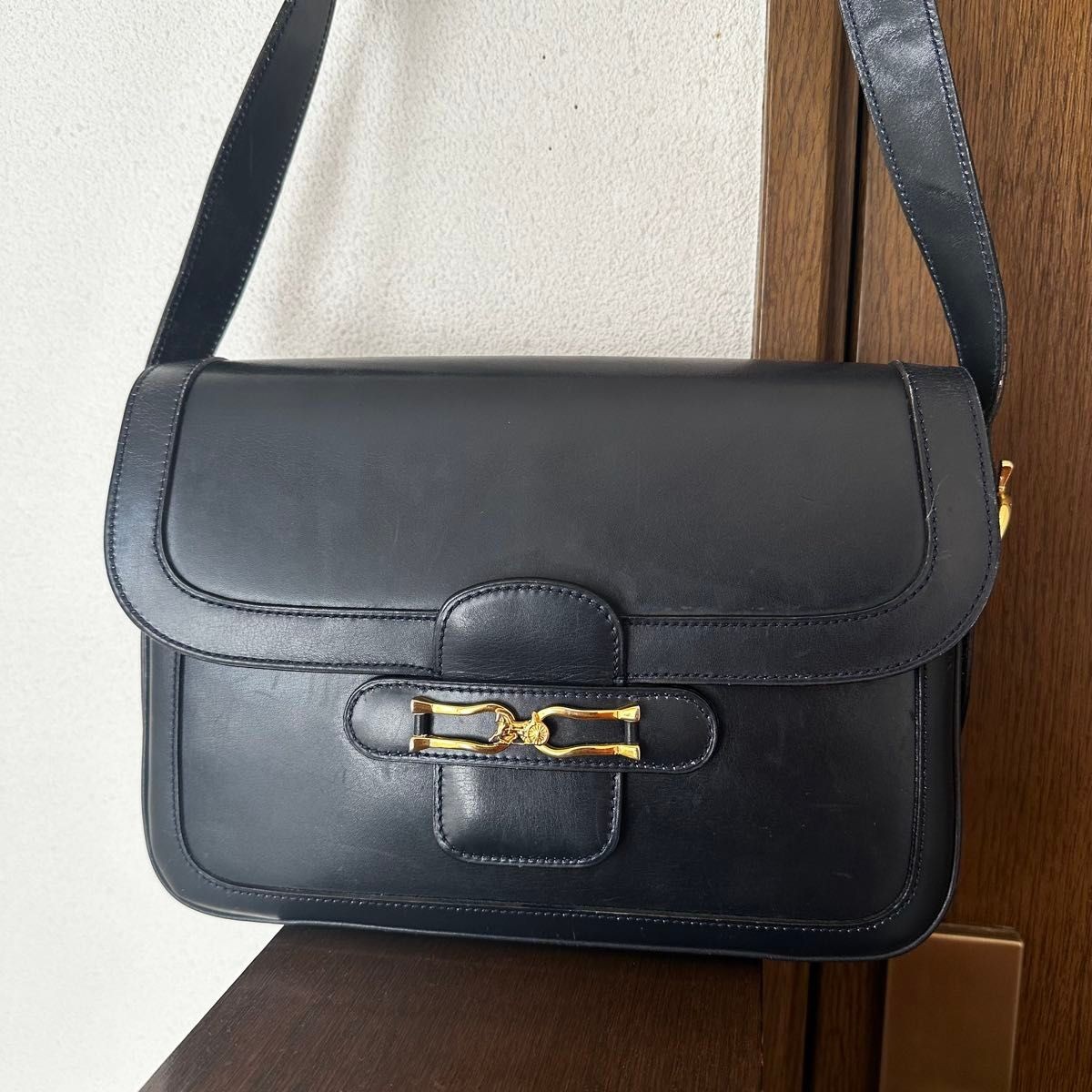 CELINE Horse Carriage Shoulder Bag Leather Black Gold Hardware Authentic from JP