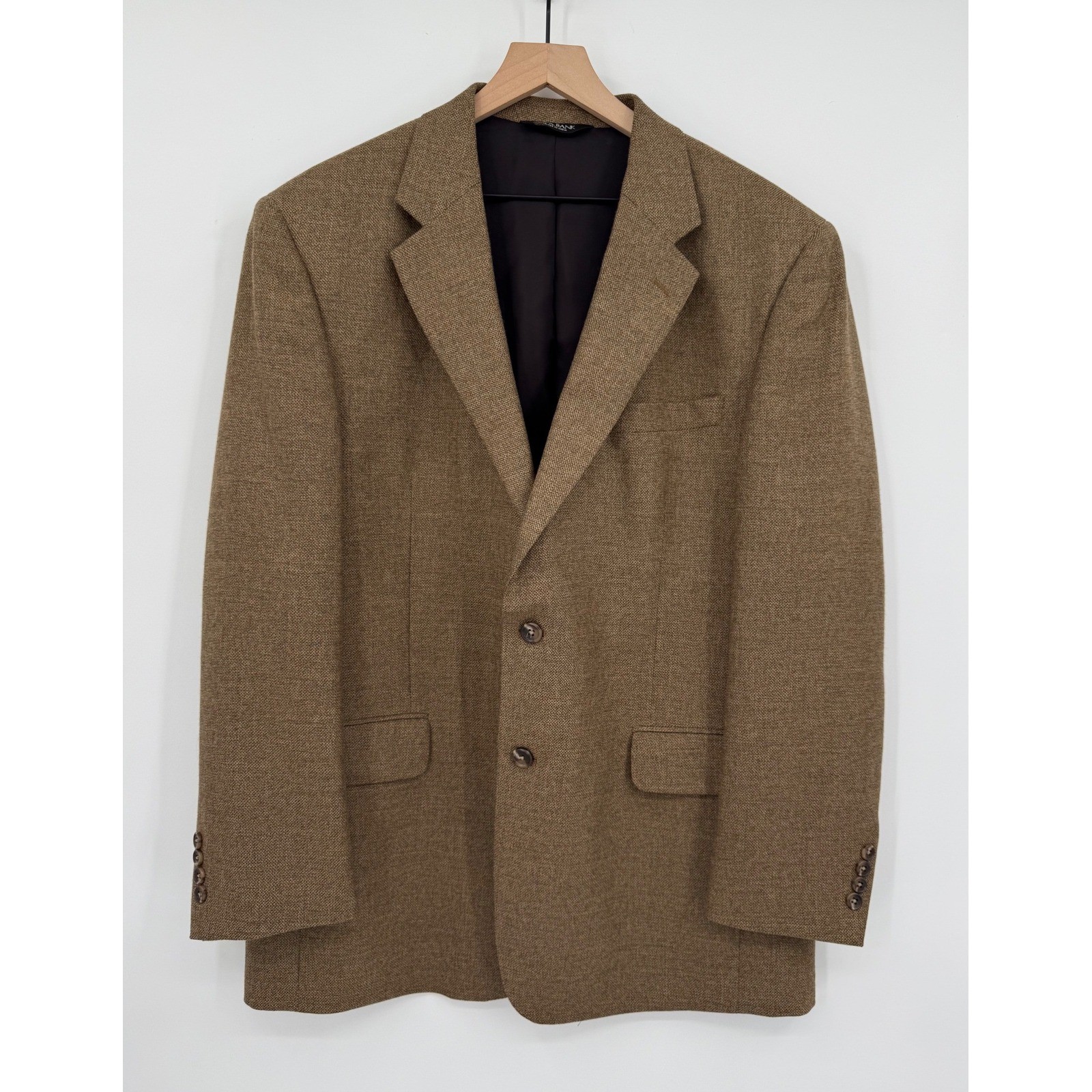 Jos A Bank Blazer Mens 44R Brown 100% Wool Travelers Collection Sport Coat